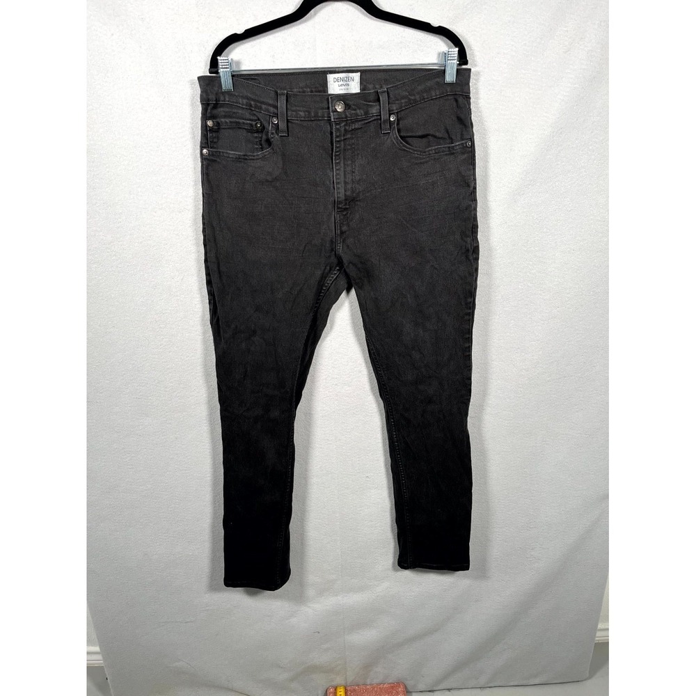 Denizen From Levis Jeans Mens 36W Black Denim Dark Wash Everyday Wear Skinny Leg